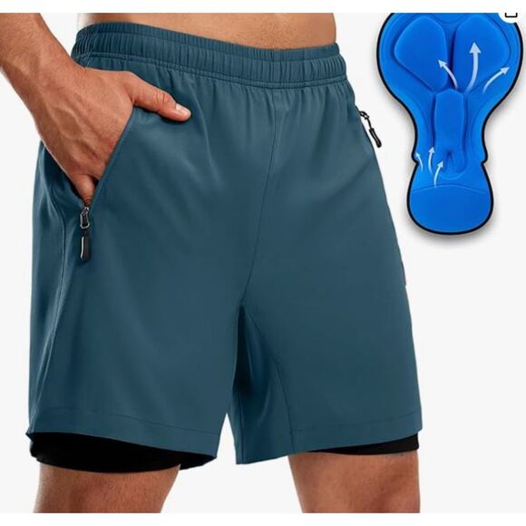 NEW Bikewa 2 in 1 Padded Cycling Shorts Blue Size 3XL Mountain Bike NWT - Picture 3 of 7